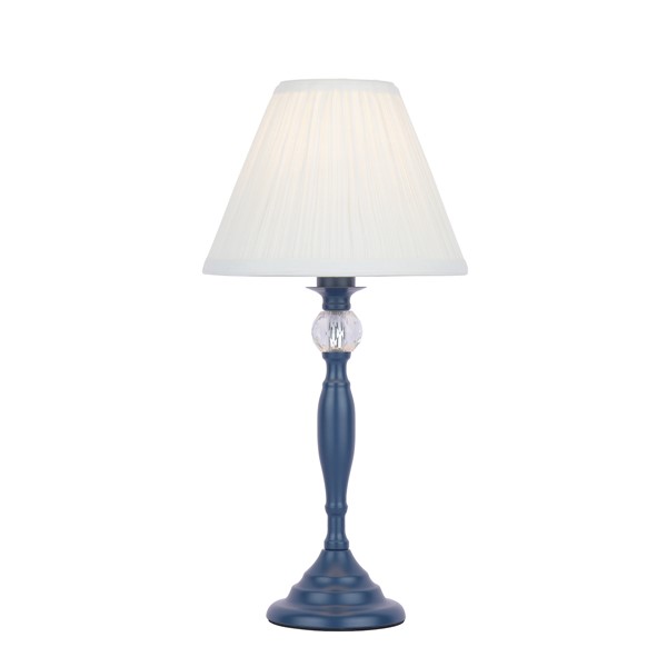 (image for) Laura Ashley Ellis Table Lamp Matt Blue & Crystal With Shade